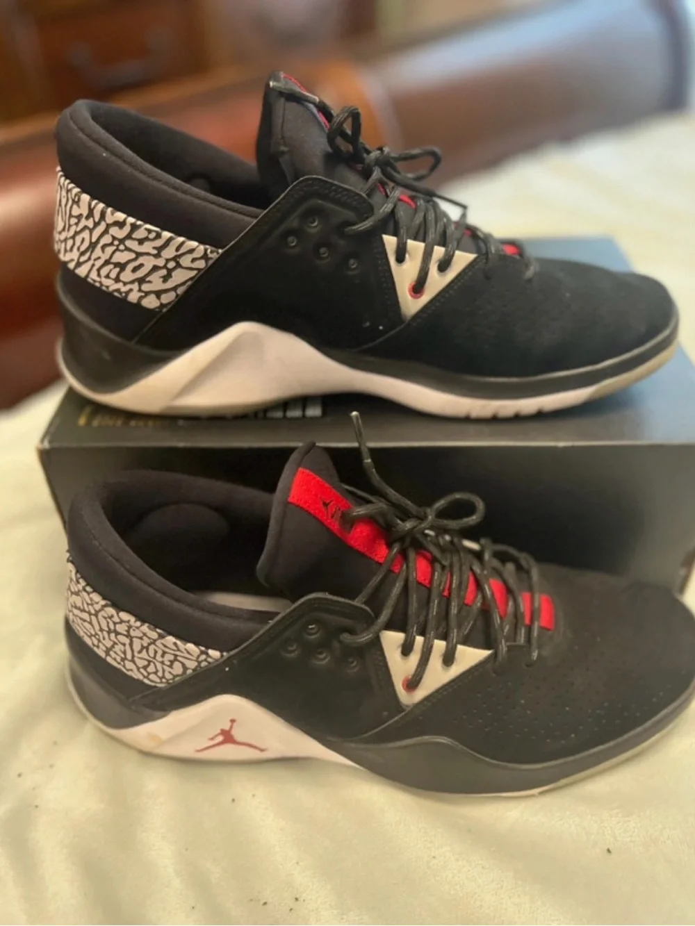Jordan Men's Black Red and White Athletic Basketball Shoes